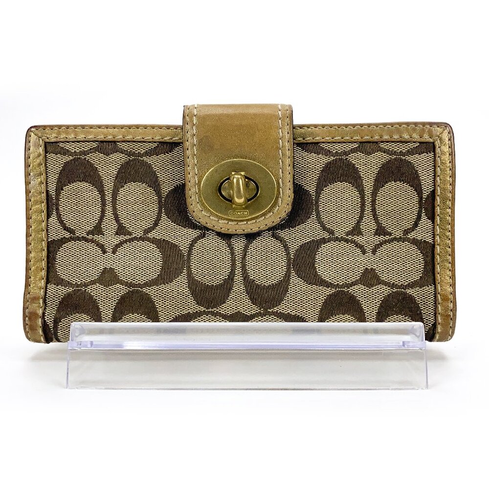 COACH Vintage Signature CC Turn lock Wallet w/Snap Back